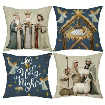 4 Pce Nativity Cushion Set