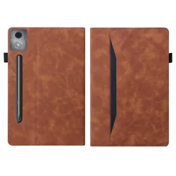 Premium PU Leather Business Folio Soft Silicone Cover for Lenovo Idea Tab Pro 12.7 (Brown)
