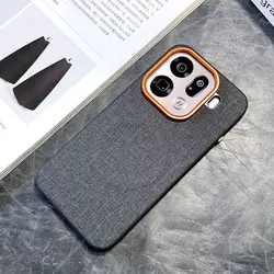 Luxury PU Cloth Magnetic Wireless Charging Protective Back Cover Case - OPPO Find X9 (Black)