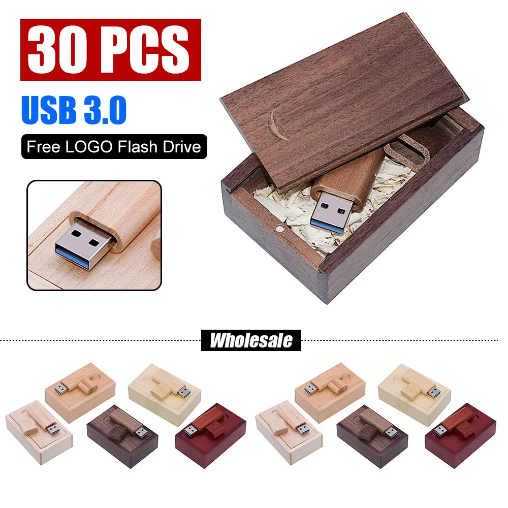 

Флэш-накопитель USB 3,0 деревянный с коробкой, 32 ГБ, 16 ГБ, 8 Гб