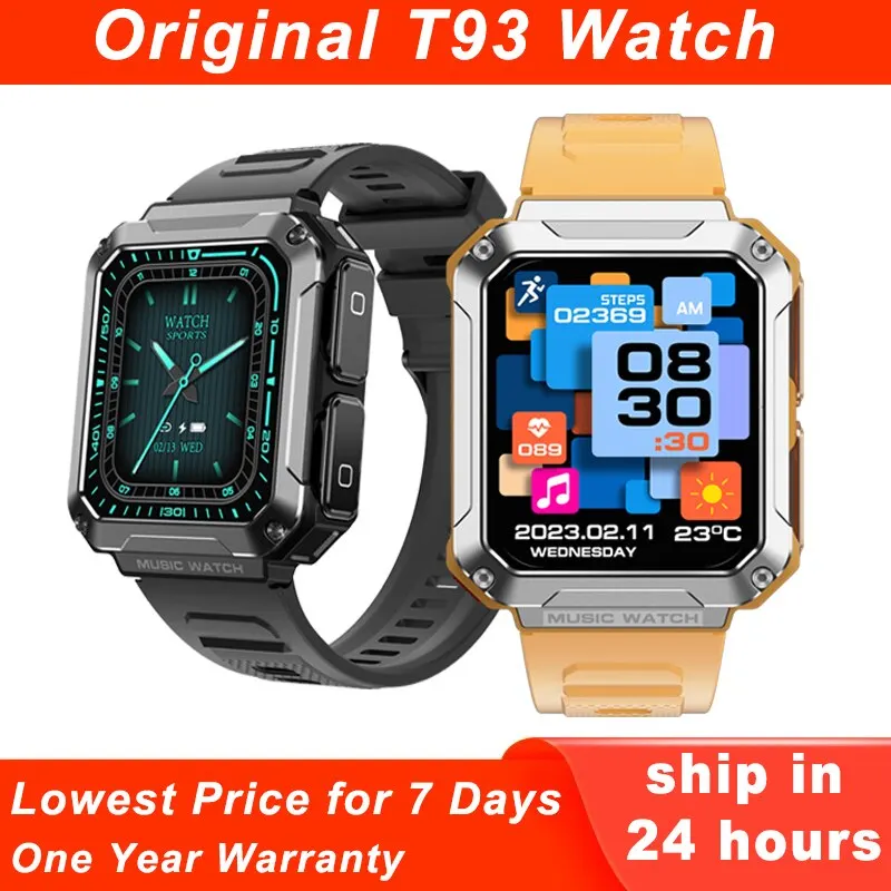 

New T93 Smart Watch Headset TWS 4GB 1.96'' BT Call Wireless Temperature Music Earphone Sport Blood Oxygen Men Women Smartwatch