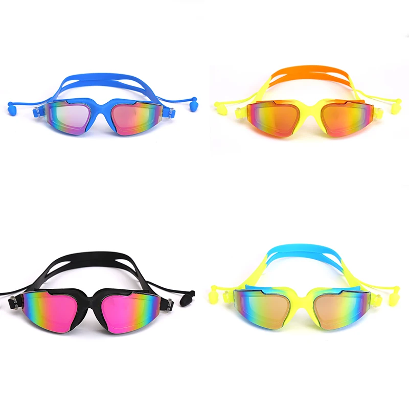 

2/3/4 pcs Swimming Goggles Silicone Anti-fog UV Multi color Swimming Glasses With Earplugs for Men Women Water Sports Eye wear