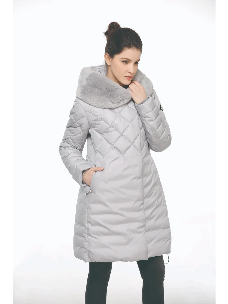 

VERALBA Women Down Jacket Long Two-color Optional Warm Fashion Clothing With Fur Collar Hat 2022 Latest Model Coat Winter Ladies