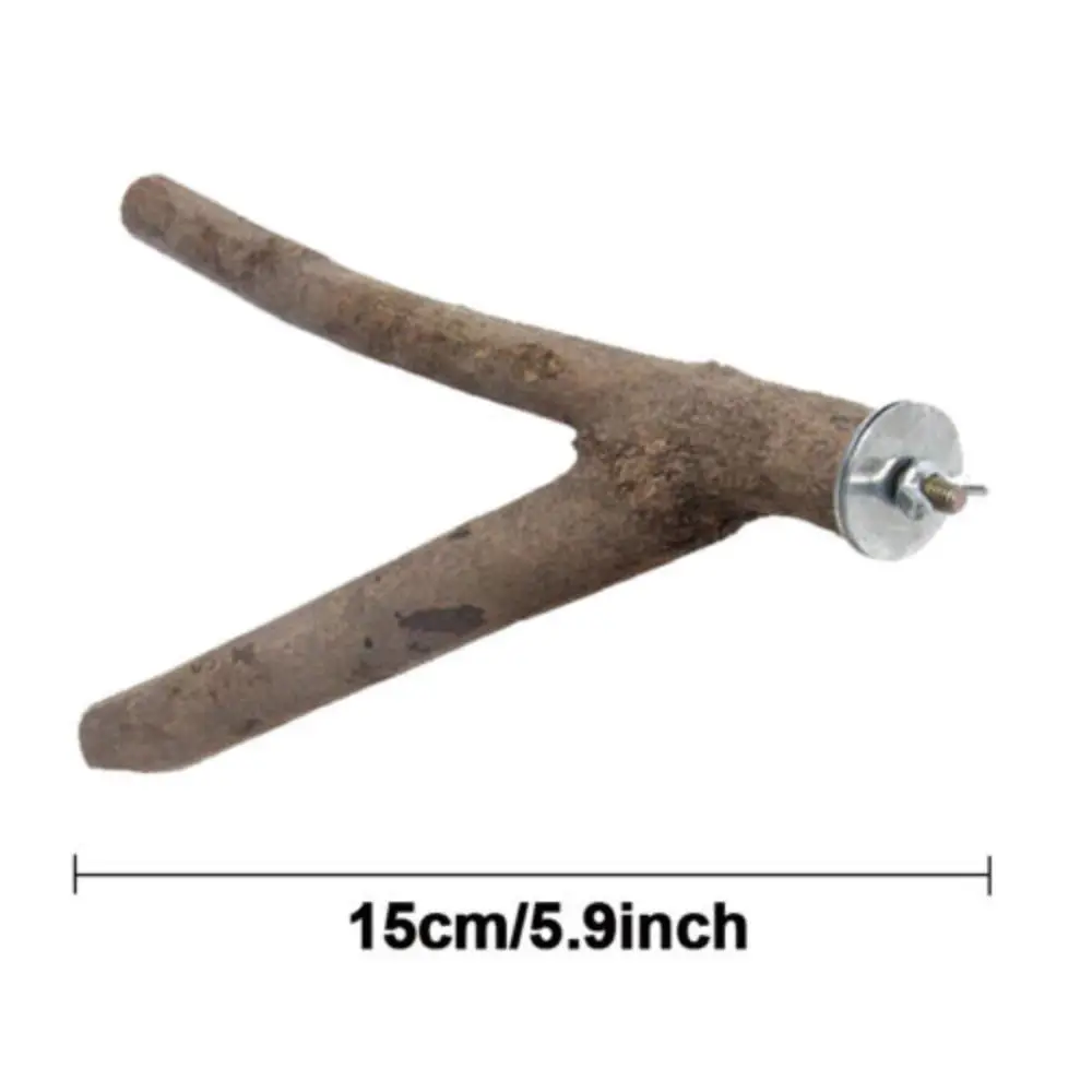 2Pcs Wood Parrot Bird Stand Tree Branch Rack Hanging Toys Squirrel Hamster Branch Perches Chew Bite Toys Stick 6