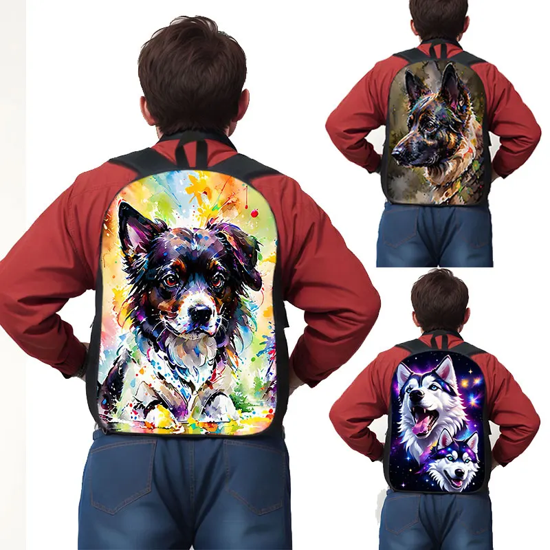 

Paint Splash Oil Painting Dog Backpacks Watercolor Graffiti Dogs Teenagers Bookbags Women Outdoor Laptop Rucksack for Travel