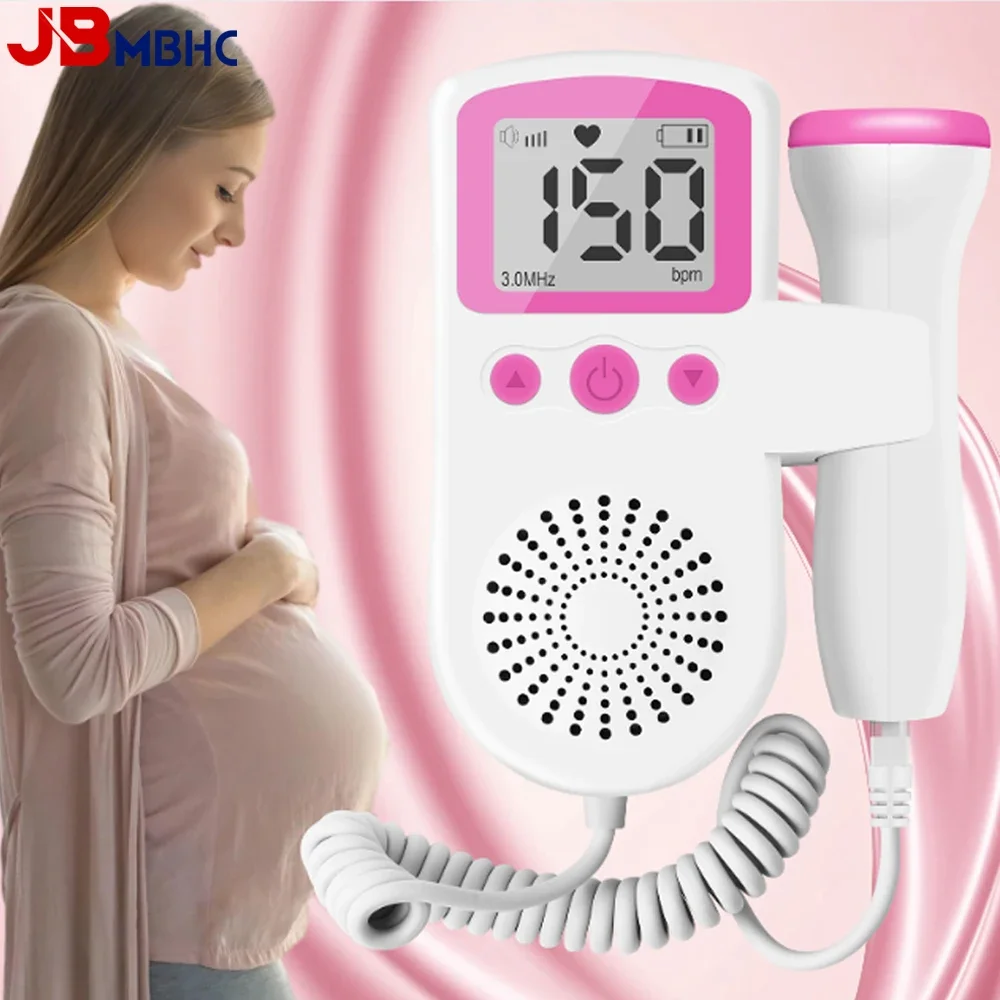 3MHz Doppler Fetal Monitor Baby Heartbeat Monitor Pregnancy Digital Fetal Doppler Stethoscope Baby Heart Beat Detector Mom