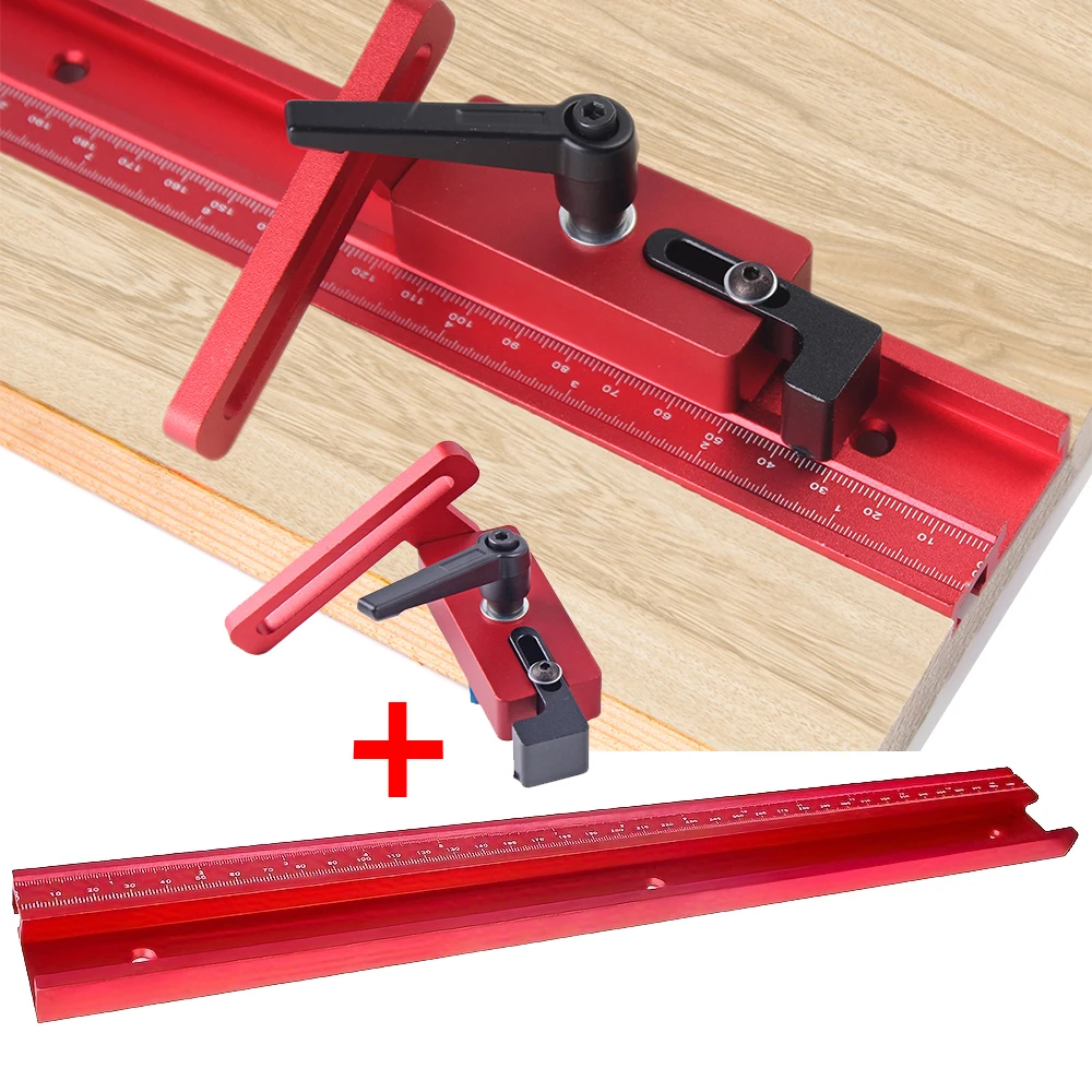 45Type T-Track Metric and Inch Limiter Woodworking Chute Precise Scale Woodworking Measuring Tools 1Set