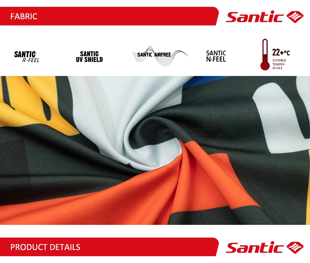 Santic Sommer-Radtrikots für Herren, kurzärmelig, Radtrikot, Kleidung, Fahrrad-Shirt, MTB-T-Shirts, schnell trocknend – Detail 3