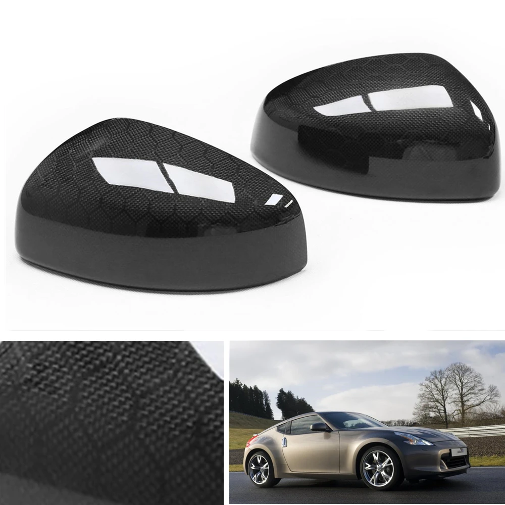 

Carbon Fiber Car Mirror Cover Exterior Rearview Shell Rear View Cap Case Add On For Nissan 370Z Z34 2009-2020