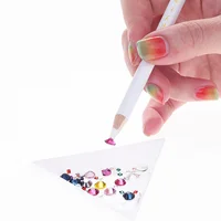 12 Pcs White Pencil Nail Gems Picker Colored Pencils Dotting Wax Wooden Bamboo Tool Rhinestones Picking Decor Gift 2