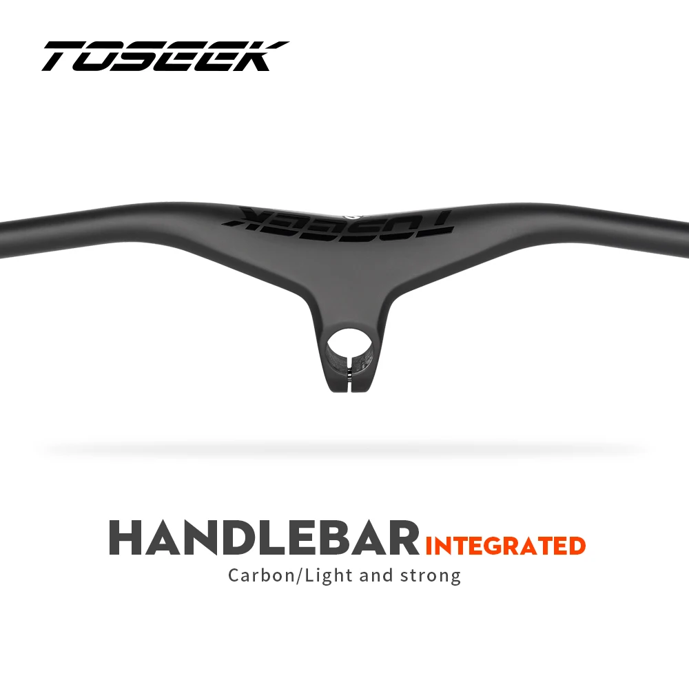 

TOSEEK Mtb Handlebars And Stem 28.6mm-17Degree Carbon Integrated Handlebar For Mountain Bike 660~80070/80/90/100mm Bicycle Parts
