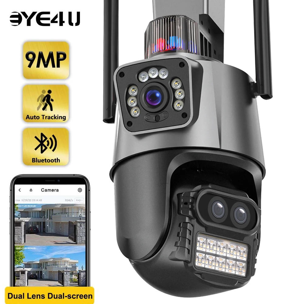 9MP IP WiFi Camera Outdoor 8X Zoom Three Lens Auto Tracking