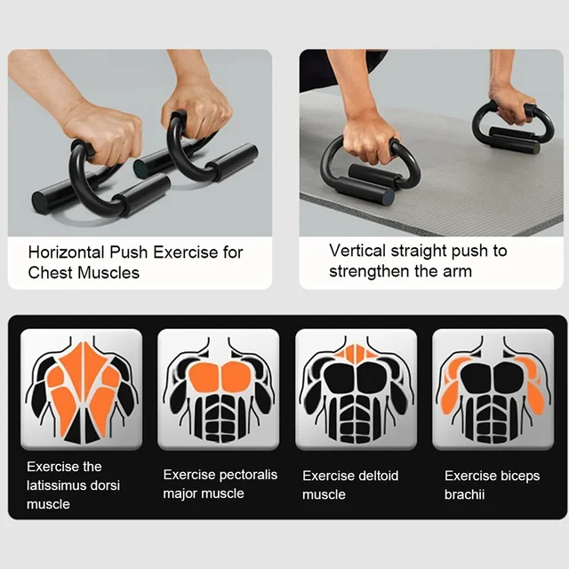 1pair S Shape Floor Chest Workout Equipment Foam Handles Chest Fitness Equipment Anti Slip Home Fitness Chest Training Equipment 5