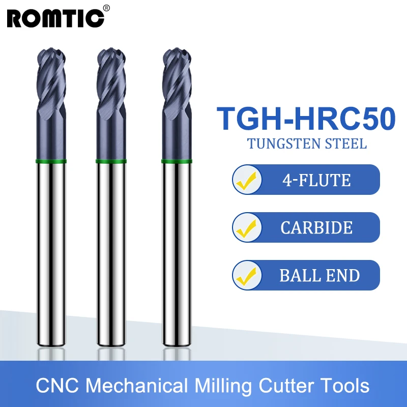 ROMTIC TGH-HRC50 Tungsten Steel Carbide For Steel Milling Cutter 4F ...