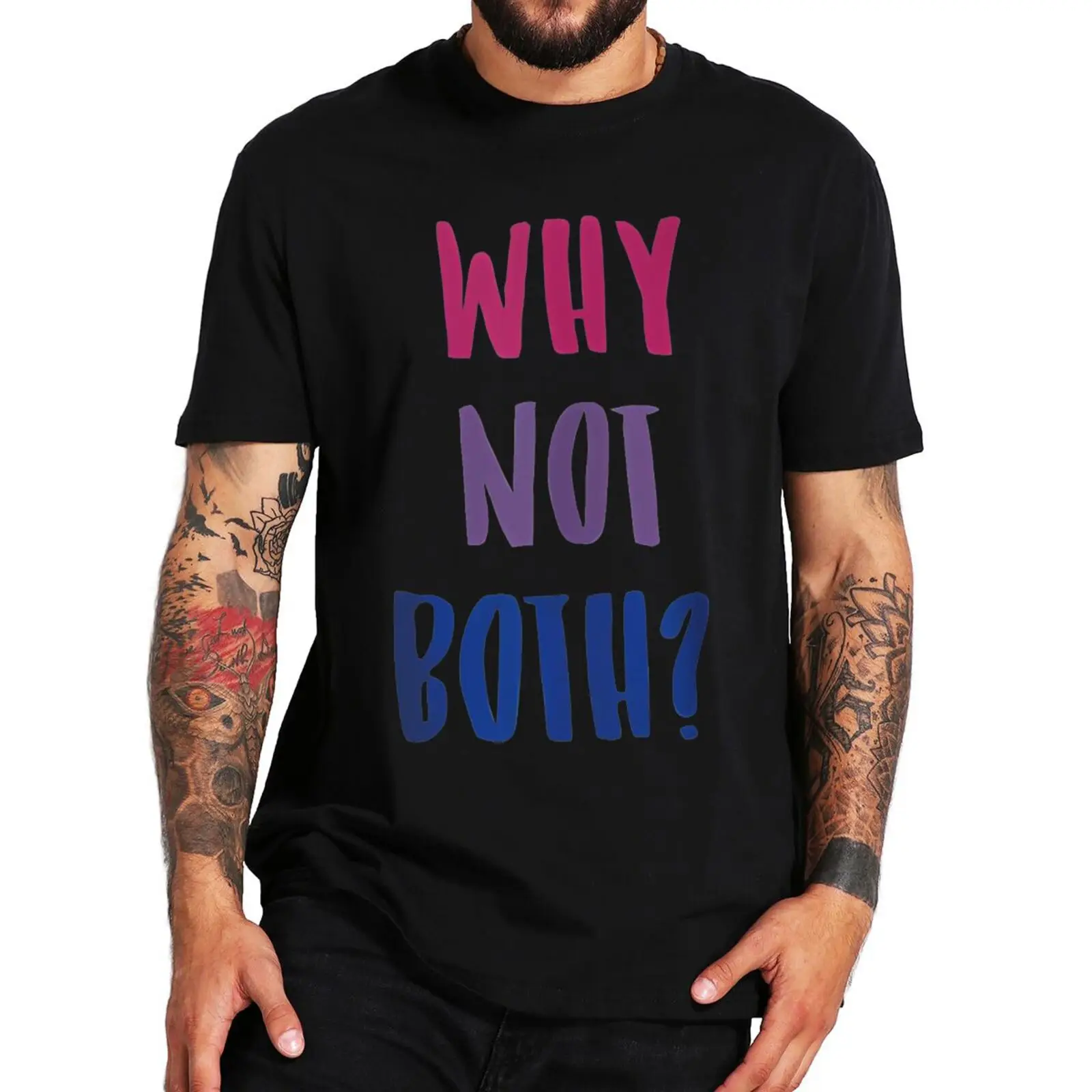 

Футболка мужская с круглым вырезом, повседневная хлопковая рубашка унисекс с короткими рукавами, топ для бисексуалов, с надписью Why Not и т. Д., в стиле ретро, ЛГБТ, в подарок, европейские размеры
