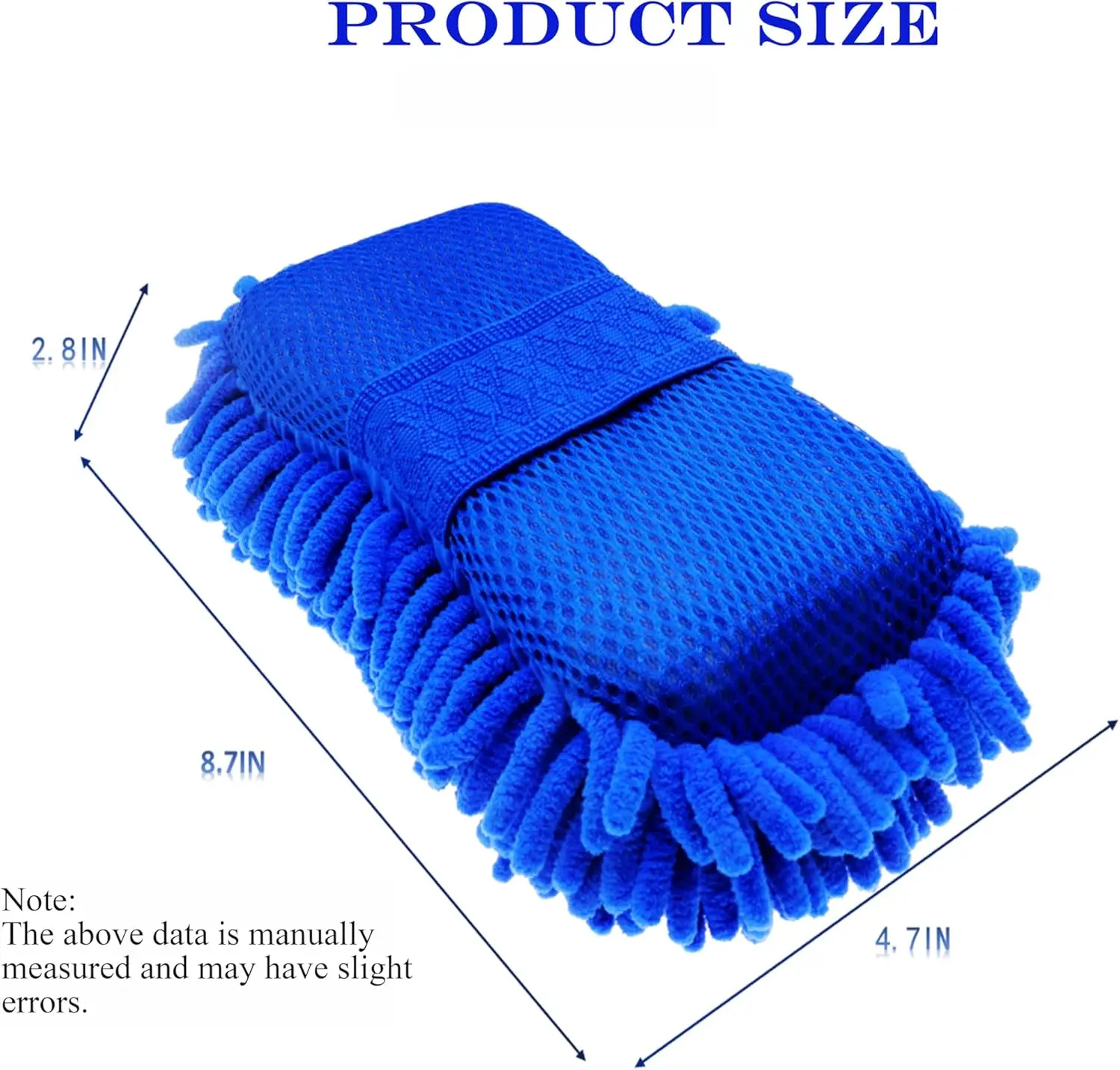 1PC Microfiber Car Wash Sponge - Non-Scratch Two-Sided Chenille Mitt for Cars, Trucks, SUVs, Boats, RVs