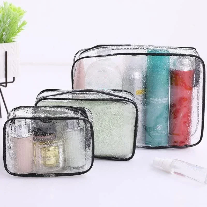 3pcs/set Home Travel Transparent Makeup Bag Toiletries Bag Bath Supplies Waterproof Travel Cosmetic Bag Bathroom Organizers 2
