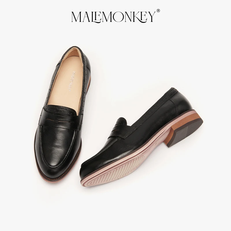High Qualtiy Penny Shoes Women Loafers 2023 Spring Sheepskin Pointed Toe Slip On Flats Black New Non slip Female Shoes Handmade