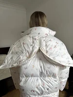 Unique Hooded Women's Winter Jacket Elegant Printed Thicken Pockets Full Sleeve Female Cotton Coat 2025 New Woman Coats Outwears 5