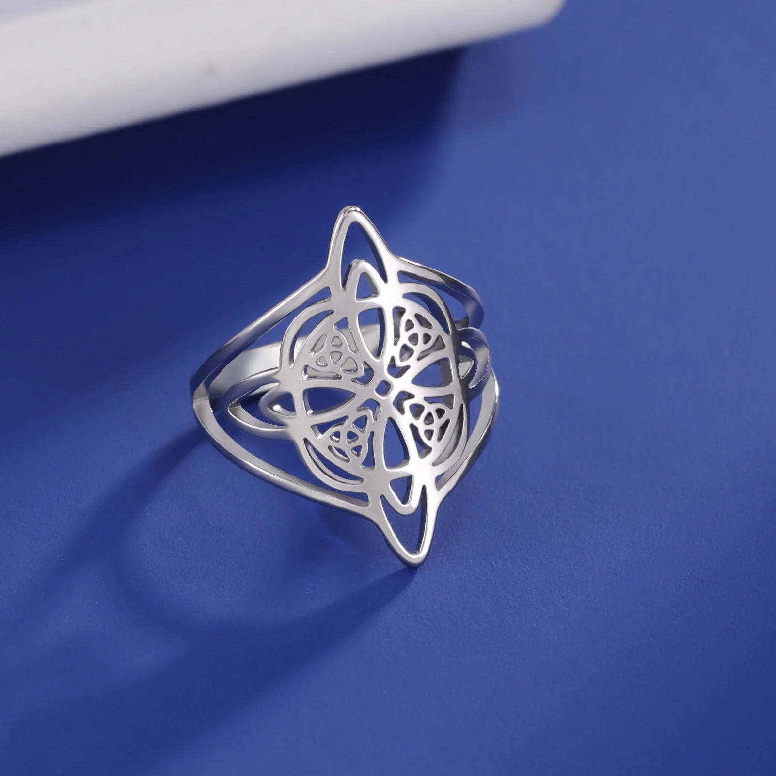 Skyrim Hexerei Hexen knoten Ring Edelstahl Fingerringe Wicca Triquetra Celtics Knoten Amulett Schutz Schmuck Frauen Männer – Detail 17