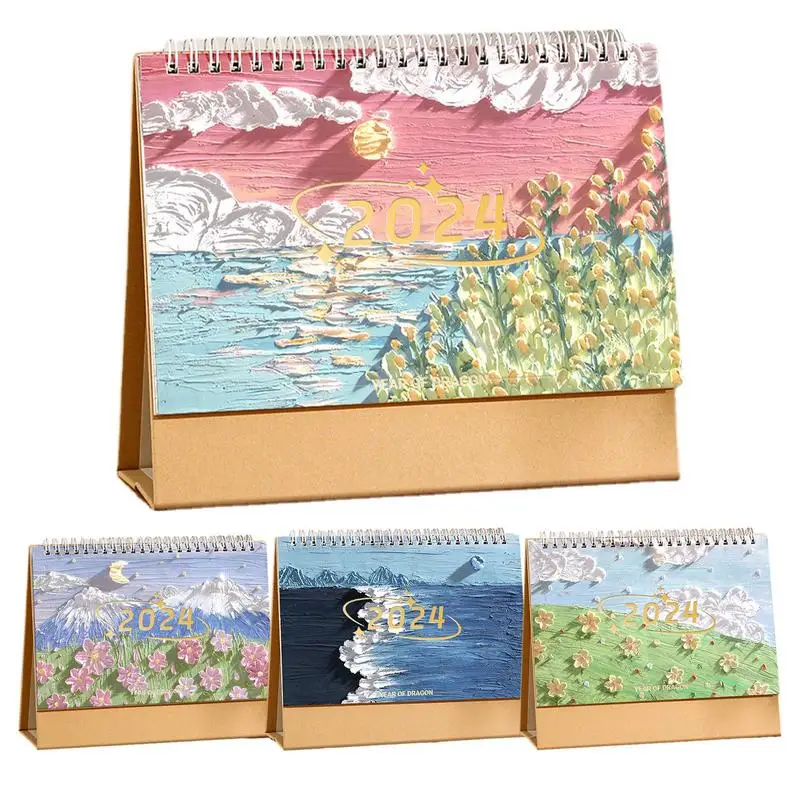 

Standing Calendar 2024 Standing Desk Calendars Oil Painting Desk Calendar Month Stand Up Desk Calendar Personal Home Classroom