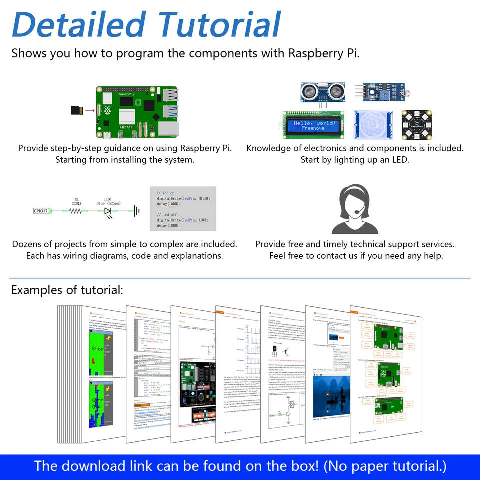 860-page Programming Tutorial Freenove Raspberry Pi Projects Kit - 132 ...