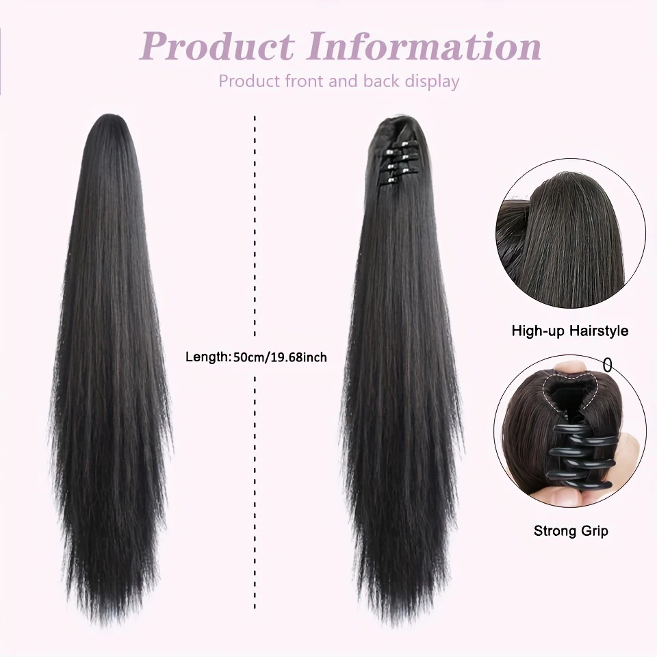 Synthetic Straight Claw Clip On Ponytail Hair Extensions