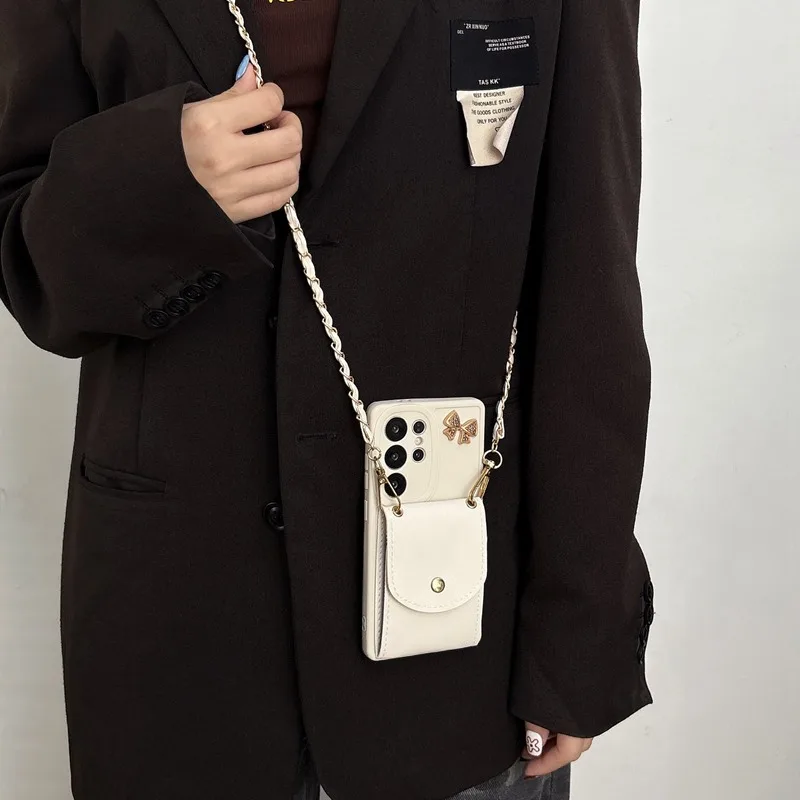 Versatile Lanyard Wallet Backpack Chain Phone Case with Soft Cover