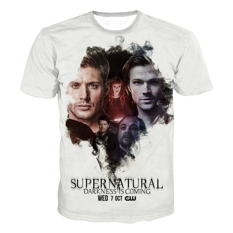 

Supernatural 3D Printed T Shirt Horror TV Drama Fashion Casual T-shirt Men Women Streetwear Oversized Tops Cool Short Sleeve