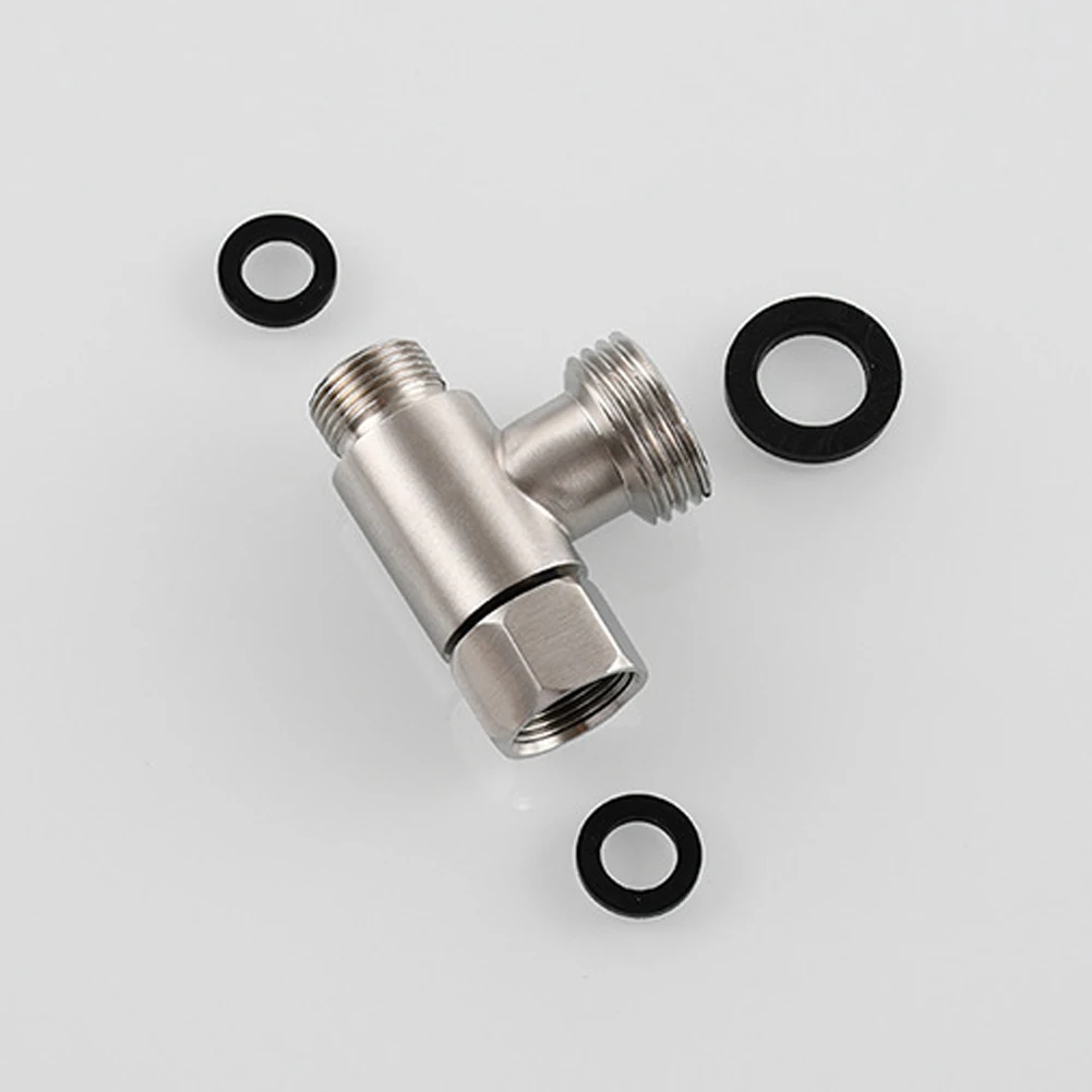 

3/8inch And 1/2inch 3 Way Adapter Brushed Nickel Durable Toilet Bidet Water Line Tee Connector Faucet Home Accessories T Shape
