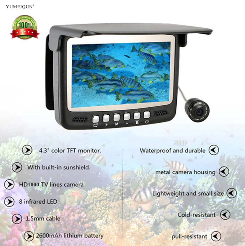 4.3" Fish Finder with IR LED Underwater 15M 8PCS IR LED Fishing Camera Fishing Accessories