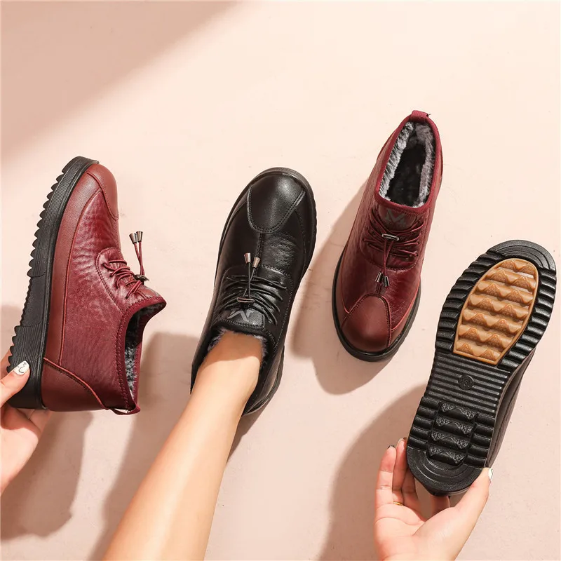 Women Boots Waterproof Casual Plus Velvet Warm Soft Bottom Snow Boots Female No-Slip Outdoor Ankle Booties Women's Cotton Shoes