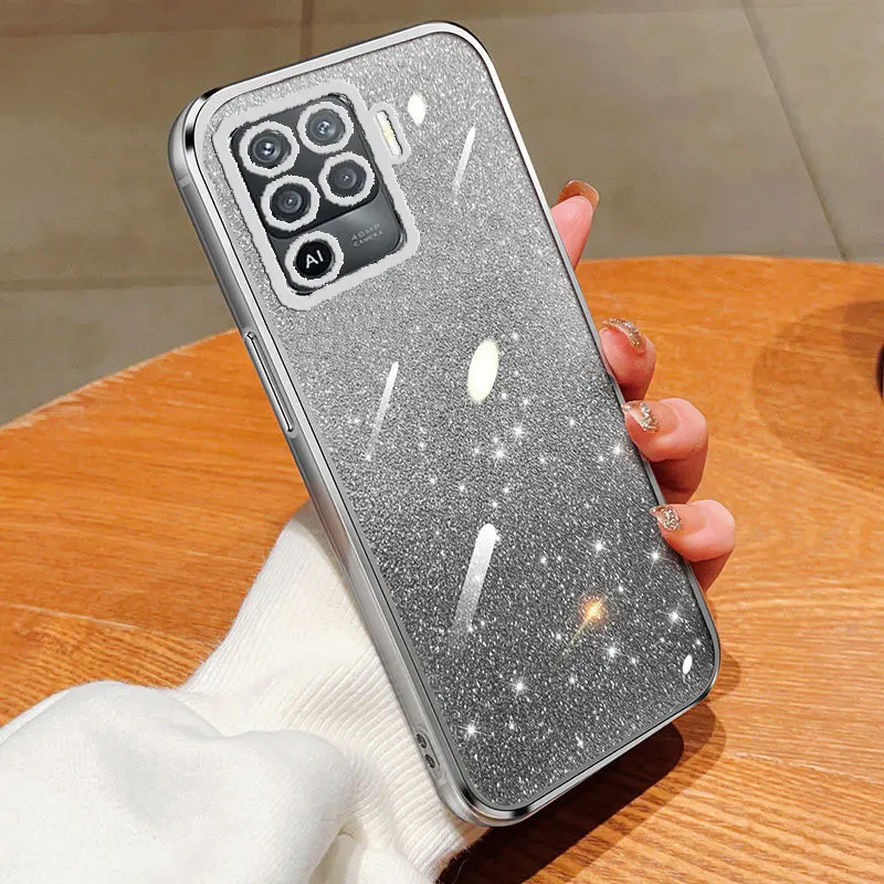 Electroplated Glitter Phone Case with Clear Back Cover
