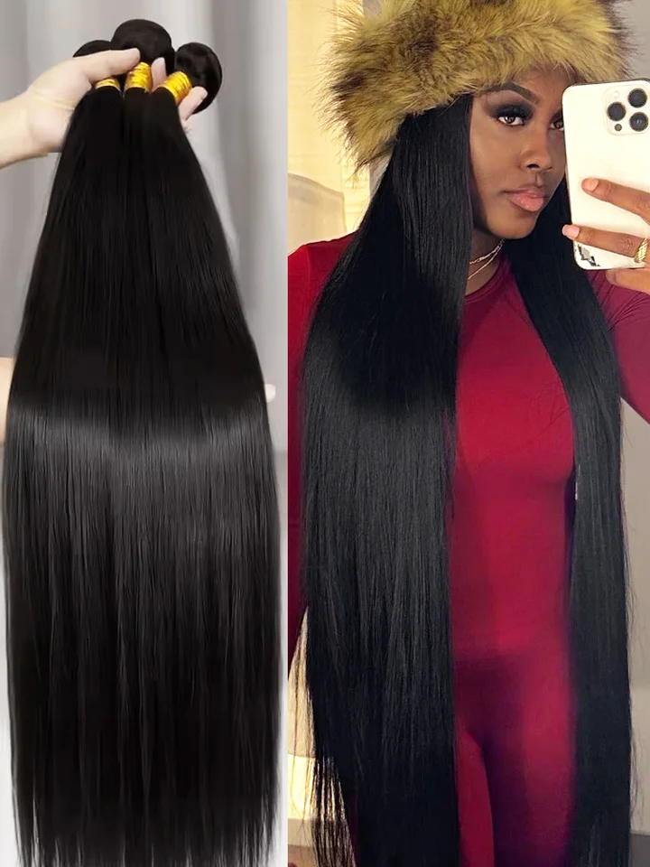 Natural Black Brazilian Straight Hair Extensions Bundles