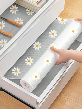 1 rotolo di rivestimento per mensola a margherita per mobili da cucina EVA impermeabile per frigorifero, tappetino per armadio, tovagliette facili, rivestimento non adesivo per cassetti 1