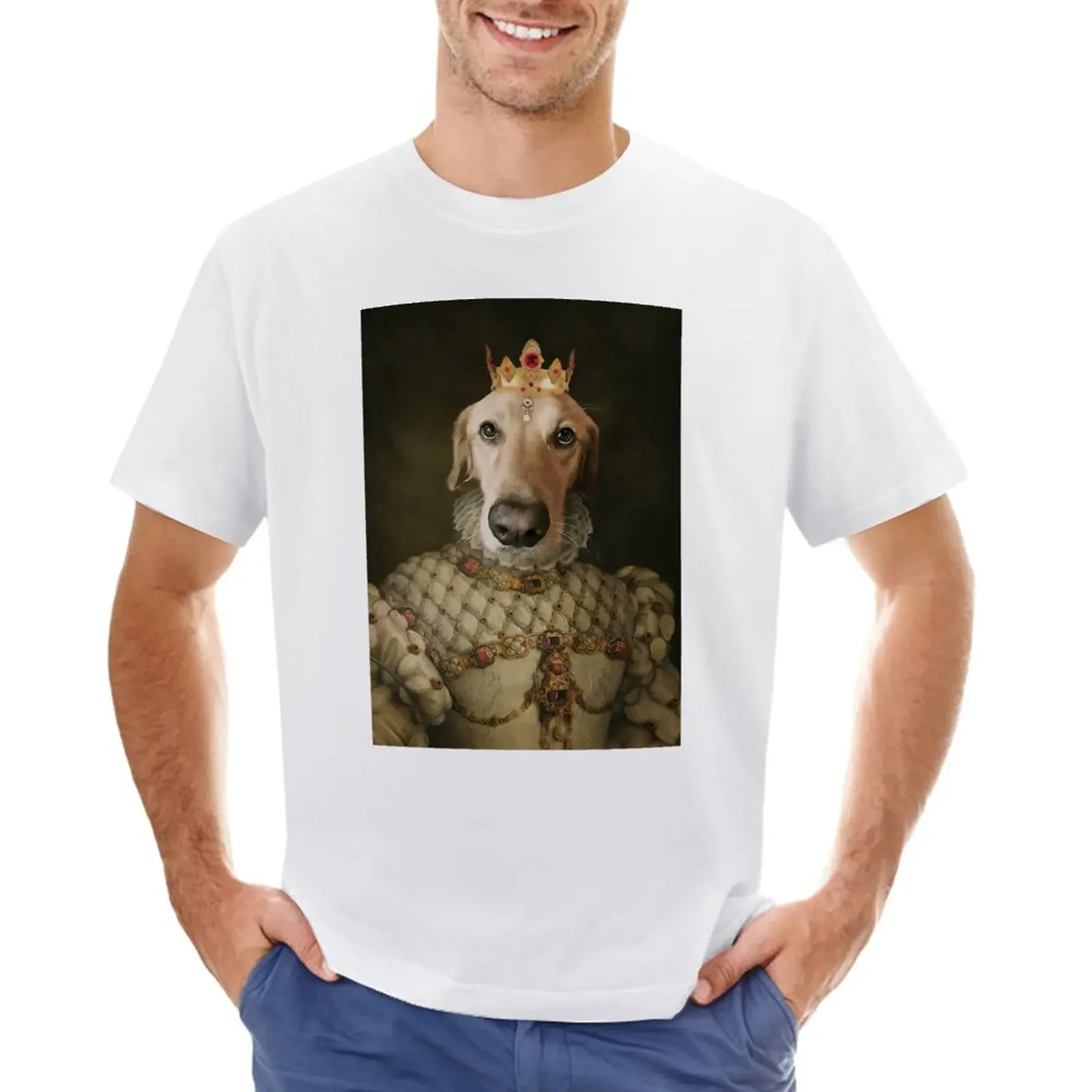 

Queen of the Labrador. Medieval custom Dog portrait T-Shirt boys animal print plain men t shirts