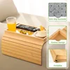 Sofa Armrest Bamboo Tray Foldable Bamboo Sofa Storage Tray Lazy Sofa Snack Wooden Tray 3
