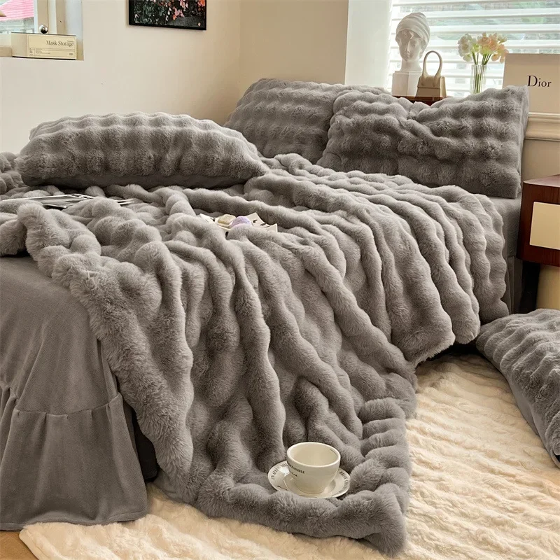 

2023 New Winter Imitation Fur Plush Blanket Warm Super Soft Blankets Bed Sofa Cover Luxury Fluffy Throw Blanket Bedroom Couch