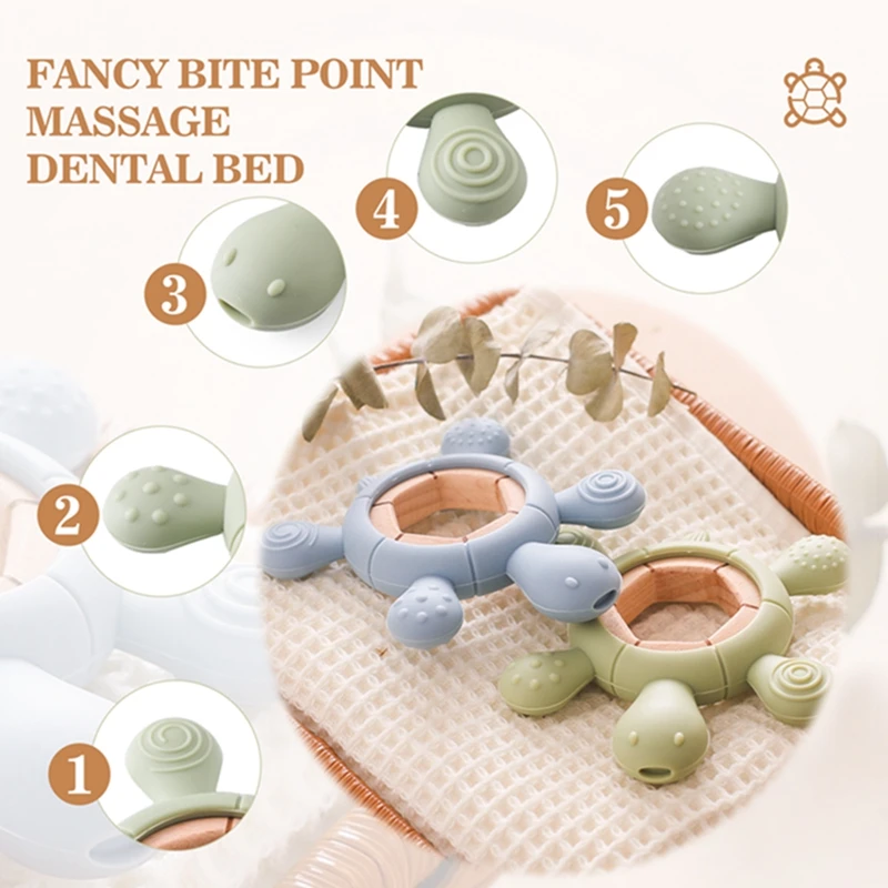 Baby Teether Kid Cartoon Turtle Shape Teething Silicone Dental Care Gums Anti-eating Hand ​Molar Stick BPA Free ​Baby Accessorie 3