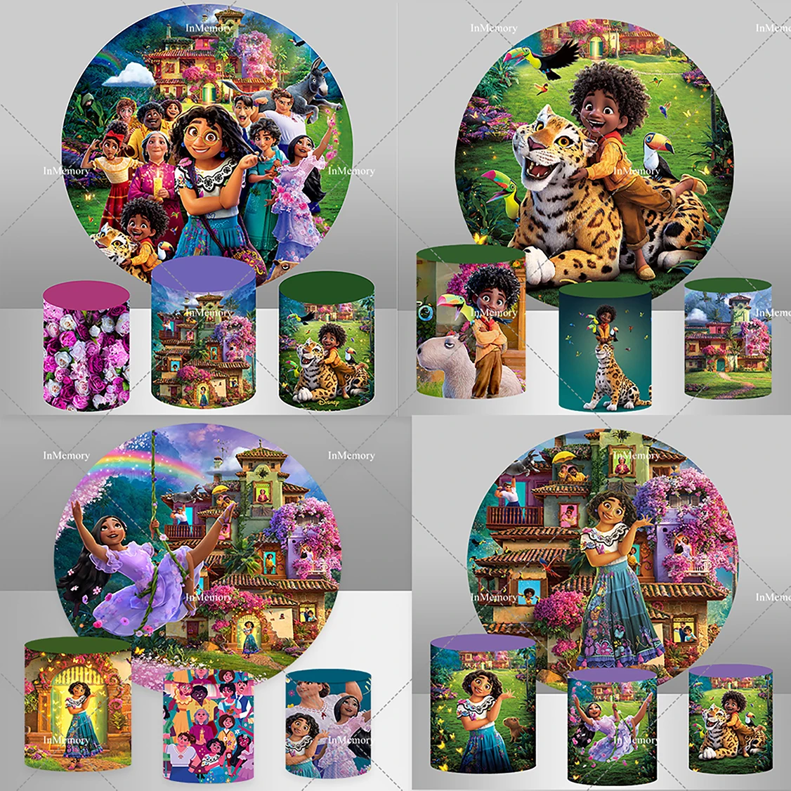 Encanto Circle Background Disney Baby Shower Birthday Party Decor Banner Encanto Mirabel Round Background Photography Plinth Cover