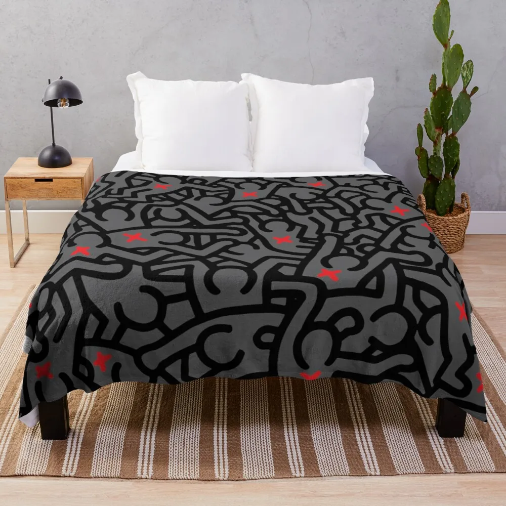 

Doodles Haring - Variation 32 Throw Blanket Decorative Blankets