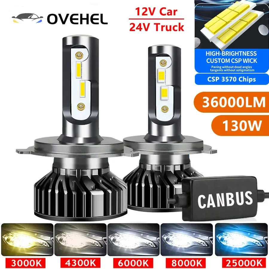 Car Headlight CSP 36000LM 130W H4 LED H7 Canbus H1 H3 H8 H11 9005 9006 9007 880 8000K 6000K Car Auto Headlamp Led Lights For Car spanife h11 led car lamps h7 h4 bulbs 50w 7000lm 9005 9006 6000k 12v headlight for hi lo beam bulb 360 degree h11 led headlight