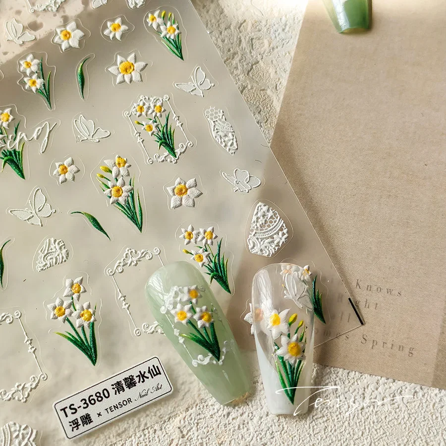Camellia Bloom Floral Poetry Golden Nail Art Sticker Decal