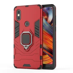 Durable Hybrid Shockproof Phone Case with Magnetic Car Holder and Kickstand for Mi Mix 2S (Red)
