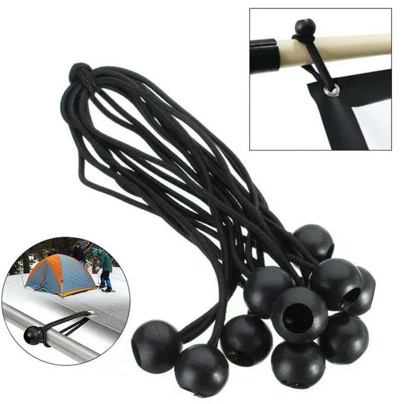 Camping tent accessories bungee cords 10pcs bungee ball tarps canvas tarpaulin flagpole ties cord ends elastic rope lace fixed boat pole camping tent accessories