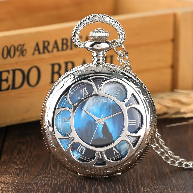 Orologio Unico Argento Scava Fuori La Cassa Del Fiore Numero Romano Orologio Da Tasca Analogico Al Quarzo Collana Maglione Catena Orologi Da Collezion