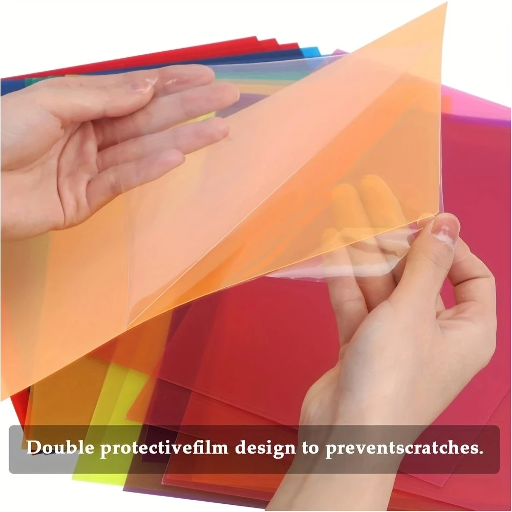 plastic sheet,light filter gel film A4 Transparent Colored Plastic Sheet PVC Waterproof Color Filter Sheet 0.3mm Thickness DIY Handmade Material Building Model