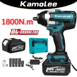 [Strongest Wrench] Kamolee Tool DTW700 1800N.m High Torque Electric Impact Wrench 1/2 Inch Compatible With Makita Battery