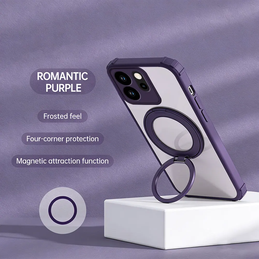 OPPO Reno 15F High-Grade Acrylic Shockproof Case with Non-Yellowing Hard Backplate and Bracket Cover