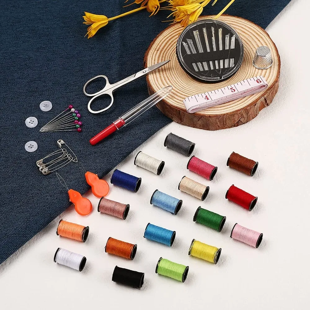 휴대용 가정용 바느질 키트 상자, DIY 자수 수공예 도구 바늘, 실 가위 세트, 가정 용품, 여행 액세서리